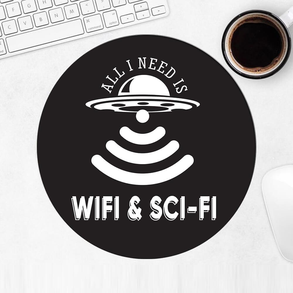 Gift Mousepad : Wifi Sign Flying Saucer Aliens Ufo Science Fiction Day Funny