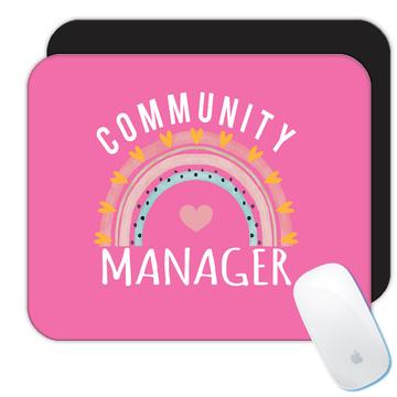 For Best Community Manager : Gift Mousepad Cute Art Print Hearts Occupation Stripes