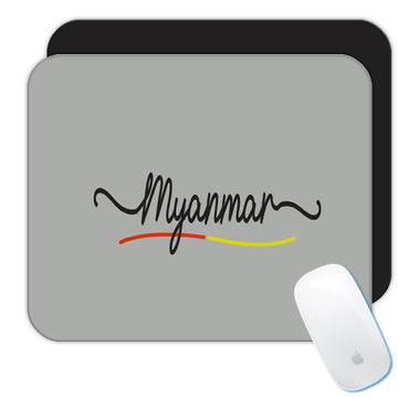 Myanmar Flag Colors : Gift Mousepad Travel Expat Country Minimalist Lettering