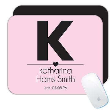 Customizable Letter  Full Name Wedding Names Date : Gift Mousepad Bride and Groom