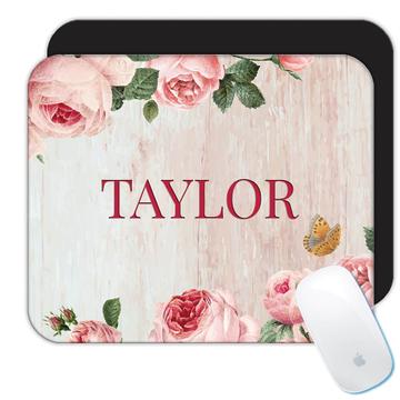 Personalizable Roses Butterfly  : Gift Mousepad Watercolor