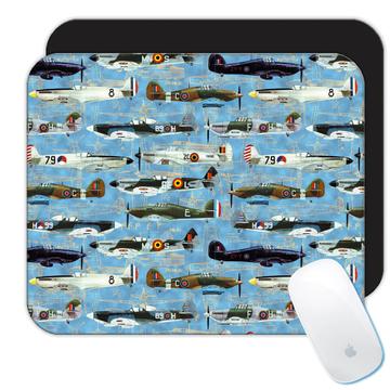 Vintage Military Airplanes : Gift Mousepad War Planes For Aviator Aviation Fighter Jet Mustang Spitfire