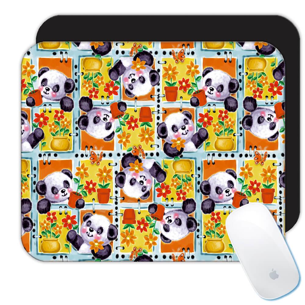 Cute Panda Pandas : Gift Mousepad Flower Pattern Sweet Bear For Kid Child Nursery Decor Birthday