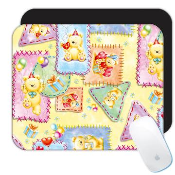 Birthday Bear Bears : Gift Mousepad For Kid Child First Celebration Toddler Balloons Cute Sweet