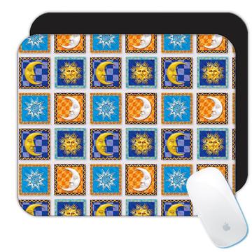 Moon Sun Squares : Gift Mousepad Seamless Pattern Frame Border Face Friend Coworker Art
