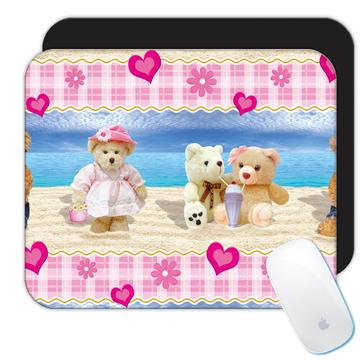 Photographic Bears Pattern : Gift Mousepad For Baby Girl Shower Room Decor Party Invite Bear
