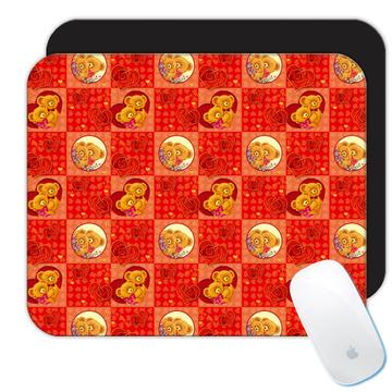 For Valentines Day Bears : Gift Mousepad Romantic Pattern Hearts Love You Lovers Kids Cute Sweet