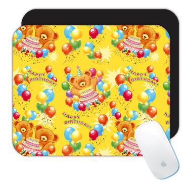 Birthday Bears Cake Balloons : Gift Mousepad For Kids Party Invite Decor Children Bear Cute Sweet