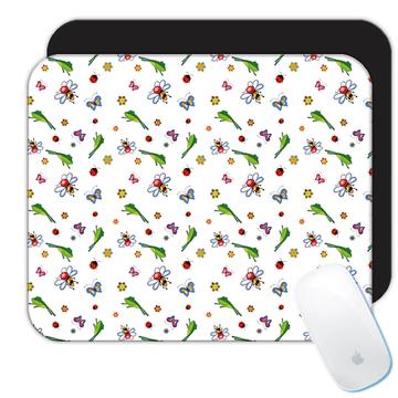 Funny Kids Pattern : Gift Mousepad Bee Frog Ladybug Flowers Daisies Floral Cute Children Birthday