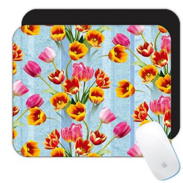 Tulips Bouquet : Gift Mousepad Spring Floral Pattern Female Day Rustic Anniversary Stems