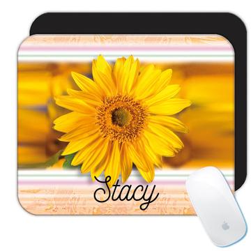 Sunflower Personalized Name : Gift Mousepad Flower Floral Yellow Decor Customizable
