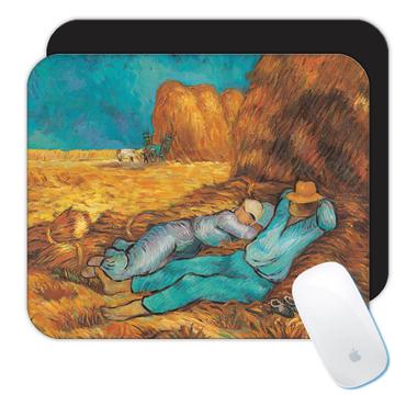 Farmer Resting Hay : Gift Mousepad Famous Oil Painting Art Artist Painter