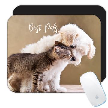 Dog And Cat Kissing Best Pals : Gift Mousepad Pet Puppy Animal Cute Friend Friendship