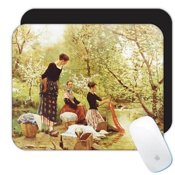 Ladies Washing Clothes River : Gift Mousepad Famous Oil Painting Art Artist Painter