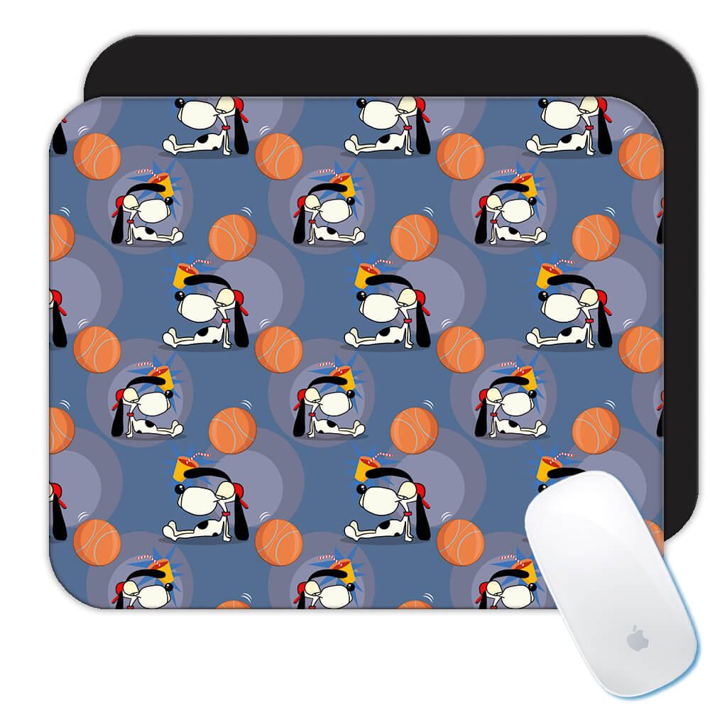 Funny Dog Basketball : Gift Mousepad For Player Lover Sport Pattern Kids Children Pet Animal