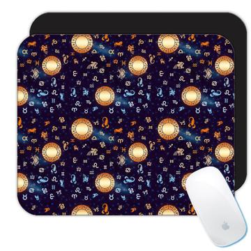 Zodiac Signs : Gift Mousepad Wheel Starry Pattern Space Mystical Aries Capricorn Esoteric