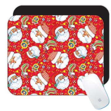 Sewed Santa Claus : Gift Mousepad Christmas Greetings Pattern Cute Kids Children New Year Art