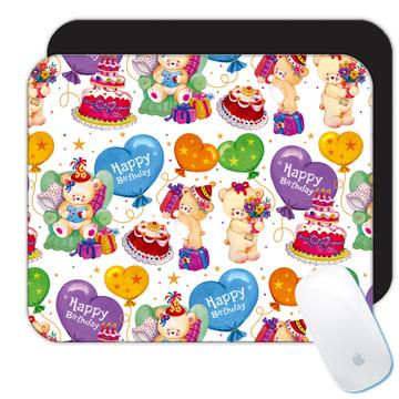 Baby Bears Birthday Cake : Gift Mousepad Festive Pattern For Kid Child Cute Teddy Bear Balloons