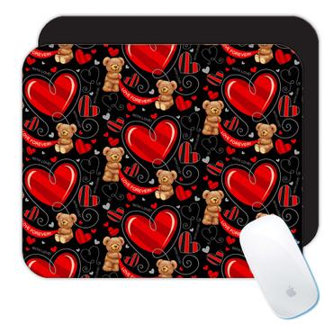 Teddy Bears Heart : Gift Mousepad Valentines Day Pattern Romantic Love Forever For Girlfriend
