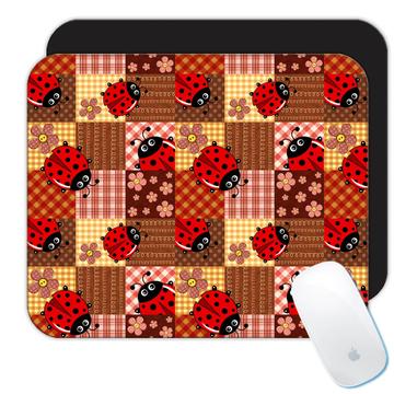 Cutie Ladybug Pattern : Gift Mousepad Patchwork Tartan Flowers Kids Girlish Birthday Sweet Print