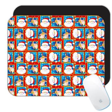 Funny Christmas Santa Face : Gift Mousepad Pattern Reindeer Seasons Greetings For Kids Winter