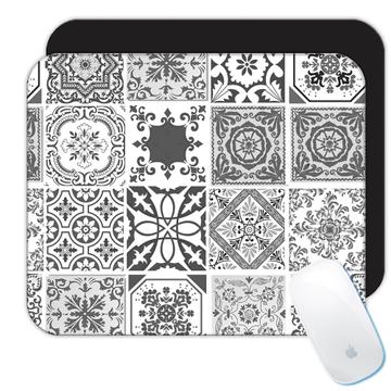 Mosaic Tiles Patchwork : Gift Mousepad Black and White All Occasion Decor