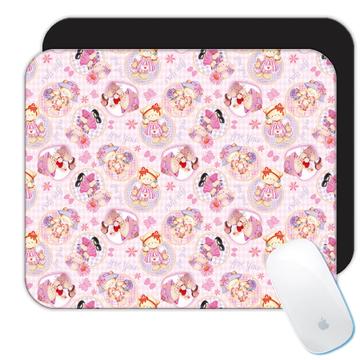 Baby Girl Shower First Birthday : Gift Mousepad Cute Pattern Bears Pink Party Decor Invite Toddler