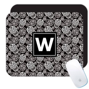 Skull Skulls Pattern : Gift Mousepad Black And White Dead Day Skeleton Mexican Mexico Rock Roll