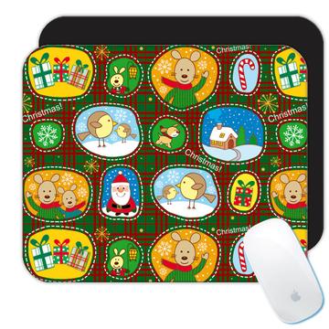 Funny Mice Mouse Christmas : Gift Mousepad Santa Birds Winter Pattern Tartan Cute Animals Kids