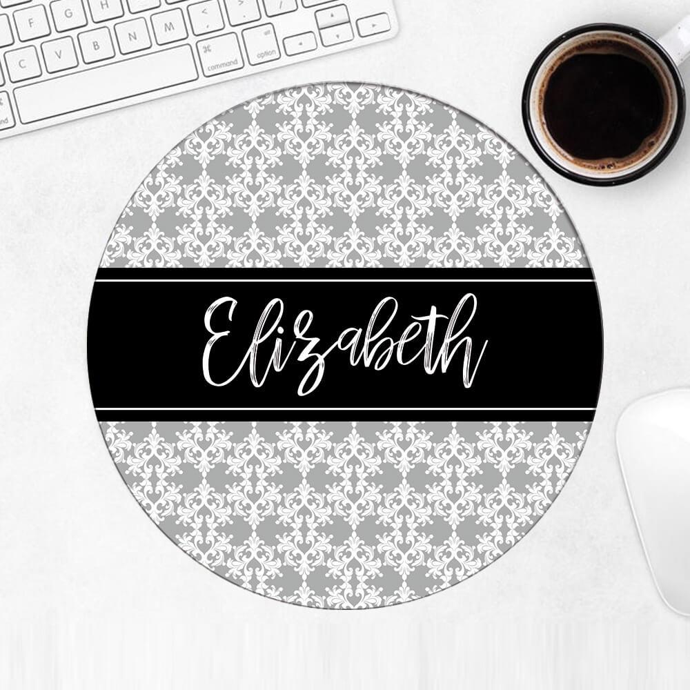 Gift Mousepad : Arabesque Grey Silver Modern Contemporary Home Decor Design