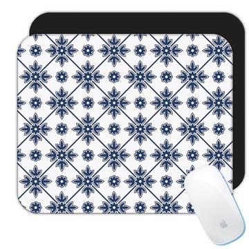 Mosaic Arabesque : Gift Mousepad Modern Navy Blue Contemporary Home Decor Design