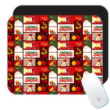 Merry Christmas Patchwork : Gift Mousepad Kids Pattern Santa Penguin Bear Festive Decor Card