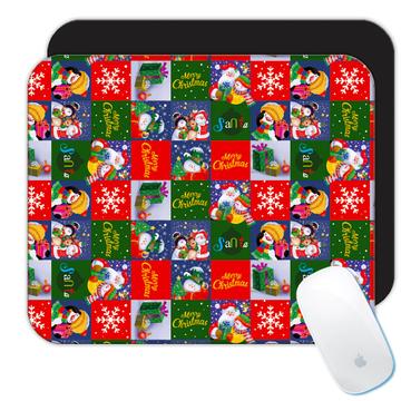 Merry Christmas Santa Snowman : Gift Mousepad Festive Pattern Seasons Greetings Kids Cute