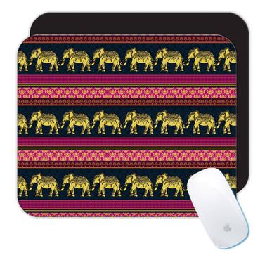 Indian Print : Gift Mousepad Animal Elephant Flower Ornament Oriental Style Yoga Room Decor