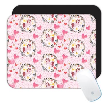 Unicorn Garland Hearts  : Gift Mousepad