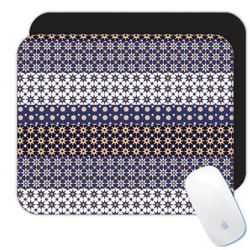 Arabesque Pattern White and Blue : Gift Mousepad
