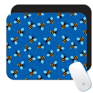 Bee Pattern  : Gift Mousepad Blue