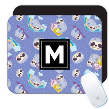 Cute Baby Sloth : Gift Mousepad Trendy Animal Shower Kids Rainbow Milkshake Pattern Funny