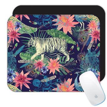 Peacock Painting : Gift Mousepad Pattern Bird Tiger Animal Flower Wildlife Feather Nature