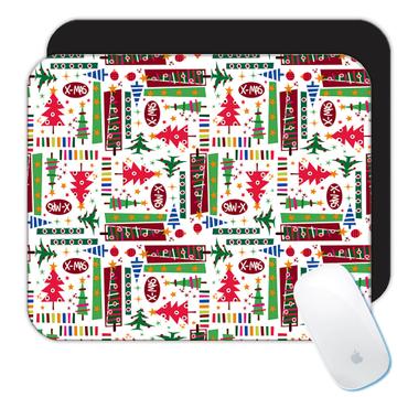 Colorful Christmas Pattern : Gift Mousepad Seamless Trees Abstract Stripes For Kids Children