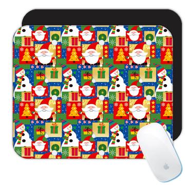Cute Santa Claus Snowman : Gift Mousepad Christmas Pattern For Kids Seasons Greetings