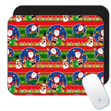 Christmas Santa Claus : Gift Mousepad Snowman Cute Pattern For Kids New Year Celebration