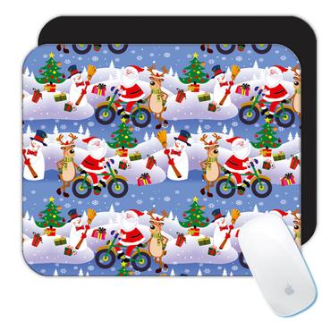 Cute Santa Claus Bicycle : Gift Mousepad Christmas Snowman Deer Pattern For Kids Festive
