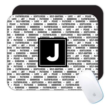 Positive Qualities Pattern : Gift Mousepad Seamless Black And White Love Joy Patience Decor