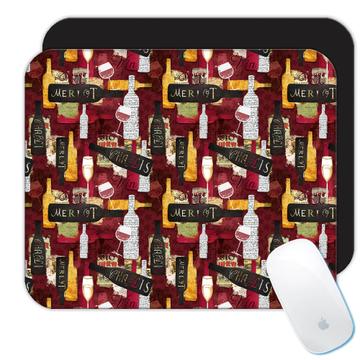 Wine Pattern : Gift Mousepad Seamless Winery Cup Merlot Blanc Chablis Drinks Lover Father