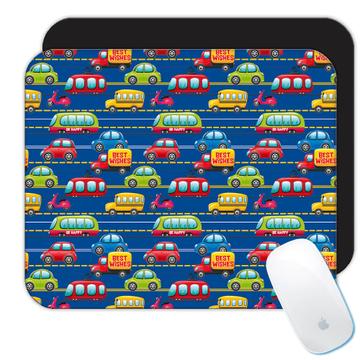 Cars Busses Pattern : Gift Mousepad Baby Boy Shower Toddler Birthday Room Wall Decor