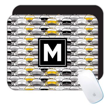 Taxi Pattern : Gift Mousepad Seamless Cars Cabs Automobile NYC Retro Garage Wall Decor