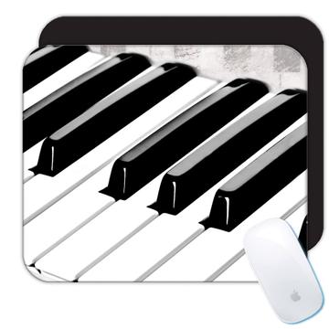 Piano Keyboard Photo Musical Print Wall Decor : Gift Mousepad Teacher Black And White