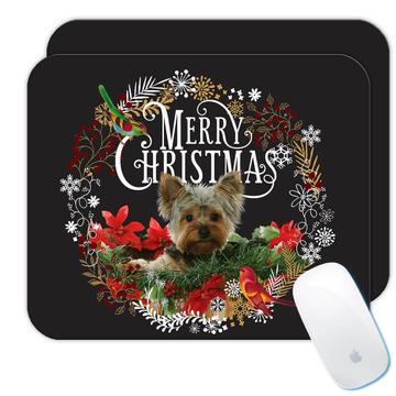 Yorkshire Christmas Garland : Gift Mousepad Dog Cute Pet Puppy