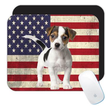 Jack Russell Terrier USA Flag : Gift Mousepad Dog American United States